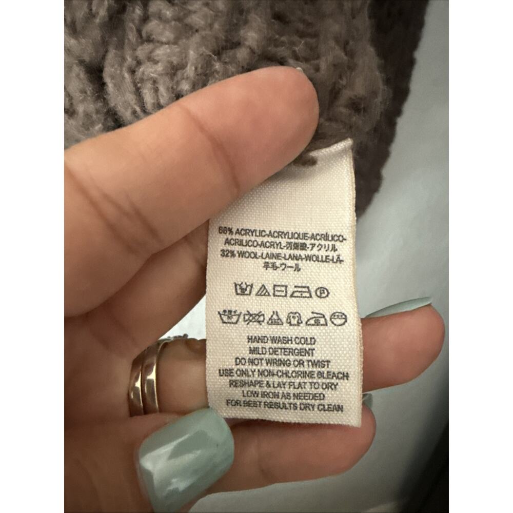 Free People Sweater Crashing Waves‎ Wool Blend Chunky Open Knit Cocoa Size XS - Picture 6 of 13